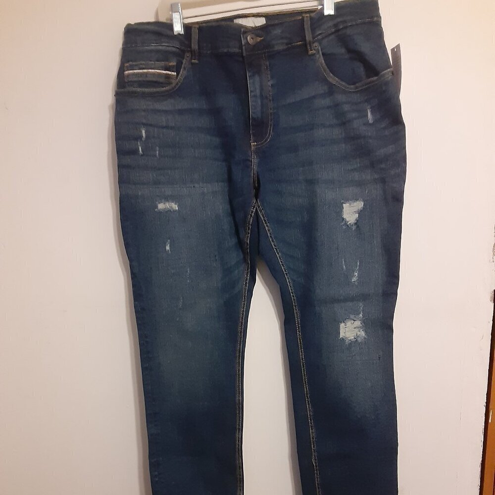 Sun + Stone Men's Slim Fit Blue Jeans Size 36 Waist 30 Length.  Zipper Front